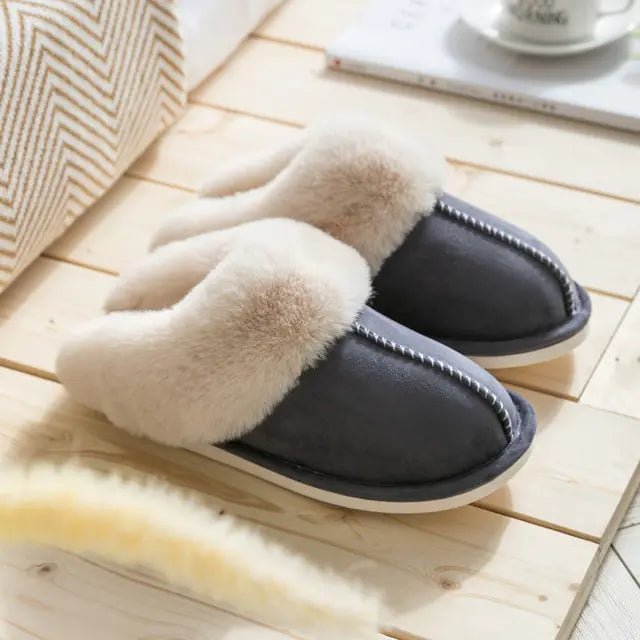 2022 Winter Warm Home Fur Slippers Women - homesweetroses