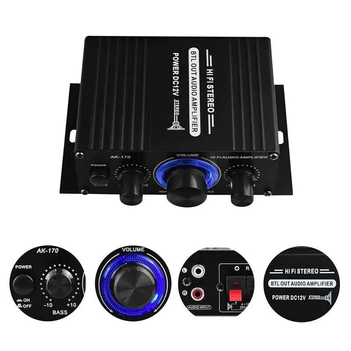 400W 12V 2 Channel Powerful Stereo Audio Power Amplifier HiFi Bass Amp Car Home - homesweetroses