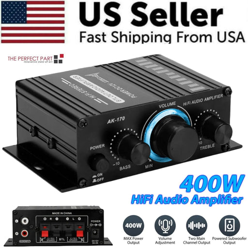 400W 12V 2 Channel Powerful Stereo Audio Power Amplifier HiFi Bass Amp Car Home - homesweetroses