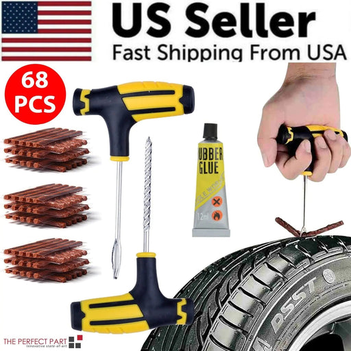 68pc Tire Repair Kit DIY Flat Tire Repair Car Truck Motorcycle Home Plug Patch - homesweetroses