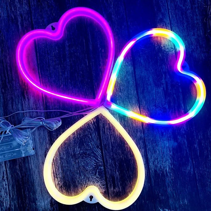 Bedroom Night Lights Neon Heart Lamp - homesweetroses