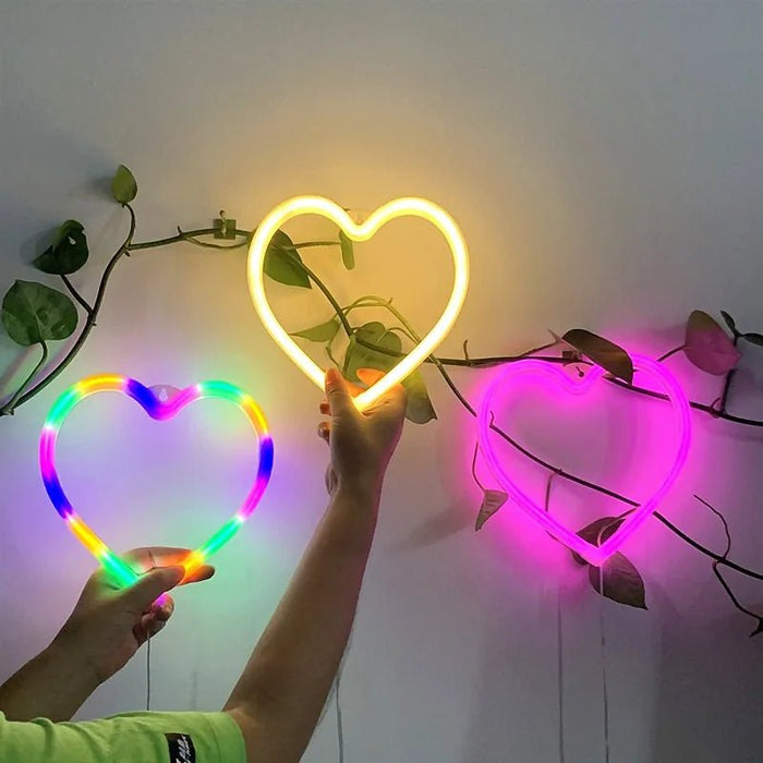 Bedroom Night Lights Neon Heart Lamp - homesweetroses