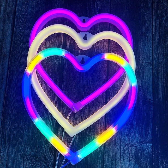 Bedroom Night Lights Neon Heart Lamp - homesweetroses