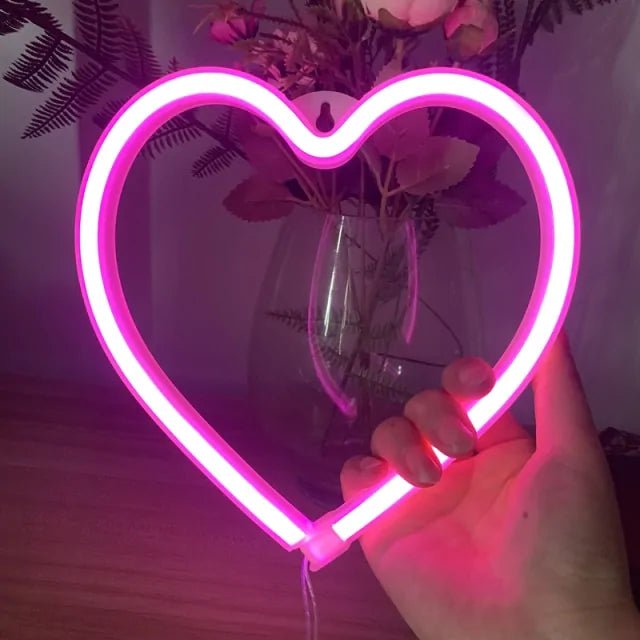 Bedroom Night Lights Neon Heart Lamp - homesweetroses