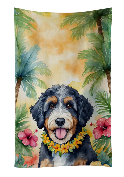 Bernedoodle Luau Kitchen Towel - homesweetroses