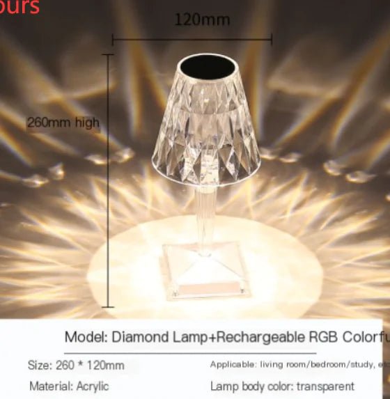 Diamond Table Lamp: USB Touch Sensor LED Night Light - homesweetroses