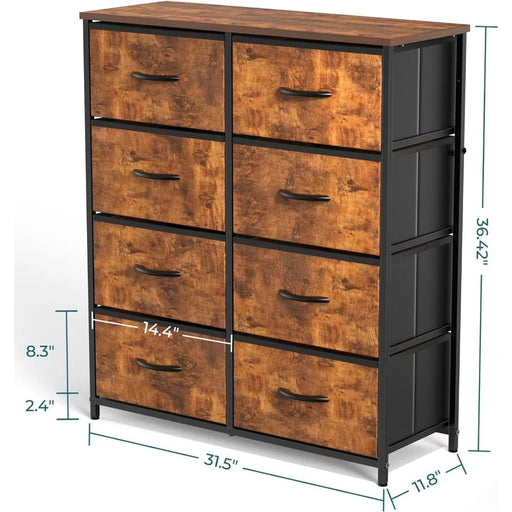 Fabric Dresser with 8 Drawers and Steel Frame - homesweetroses