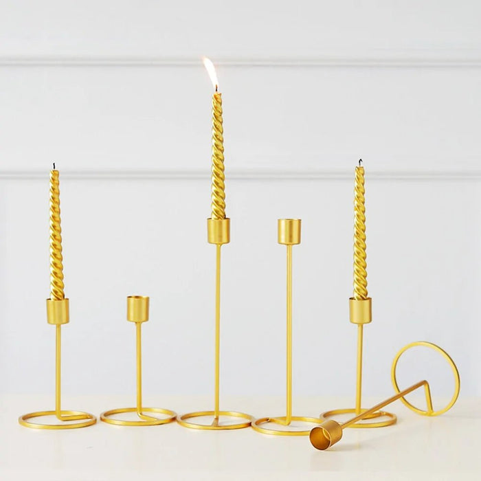 Gold Metal Candle Holders: Elegant Wedding & Party Decor - homesweetroses