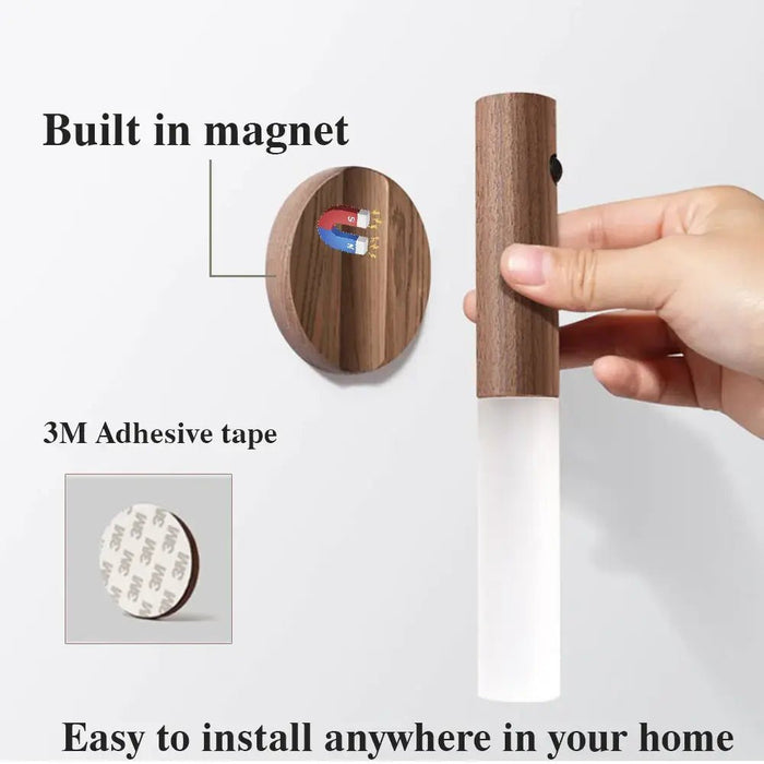 LED Wood Night Light Magnetic USB Lamp For Home - homesweetroses