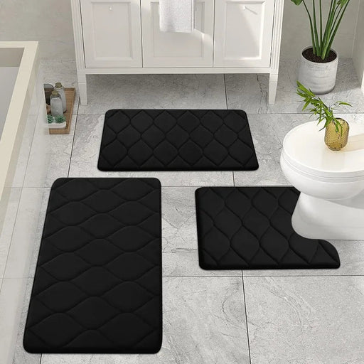Memory Foam Ultra Soft Non-Slip Bath Mat that is Water Absorbent and Machine Washable, 24''x16'', Black - homesweetroses